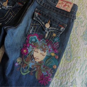 True Religion joey godiva embroidered flare jeans